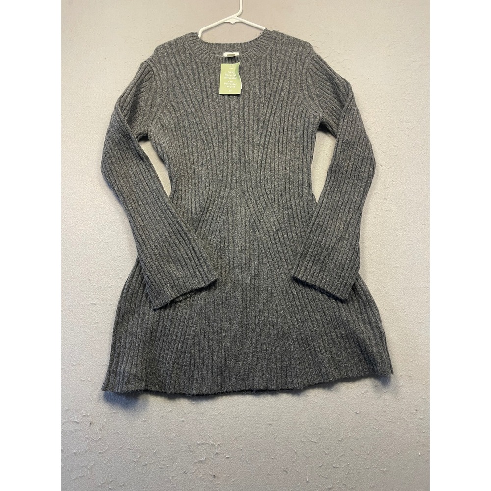 H&M Dress Recycled Polyester Grey Ribbed Knit Large Women